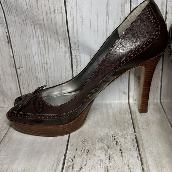 Marc Fisher Mfvica Patent Leather Stiletto Platform Heels Open Toe Women size 8 - Picture 4 of 12